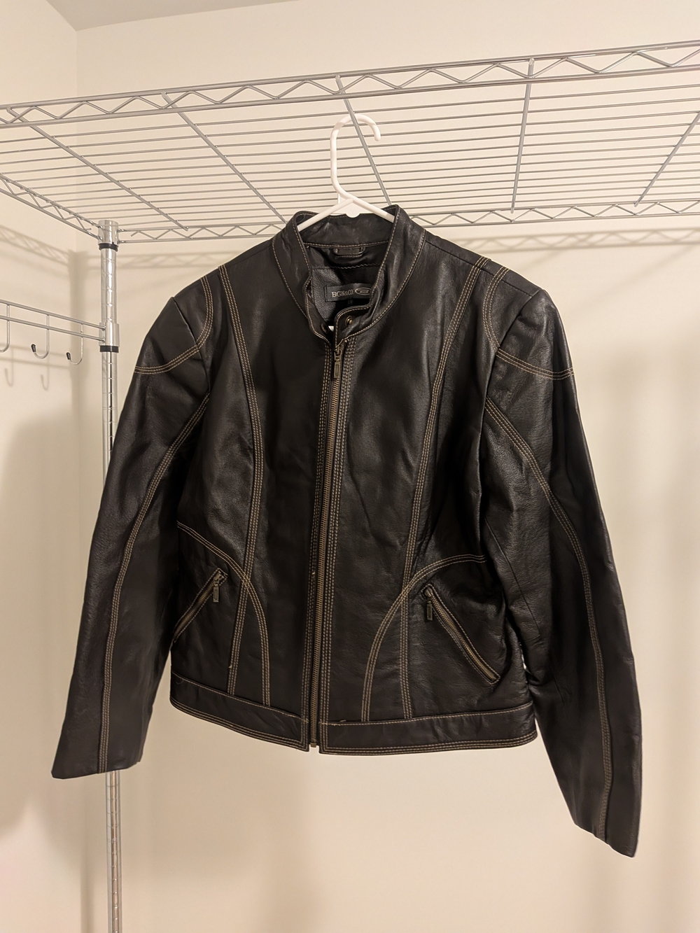 Leather Zip-Up Moto Jacket
